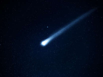 Asteroid shooting through the sky