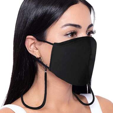 Cotton Face Mask with Nose Wire, Adjustable Earloop, and Lanyard (4-Pack)