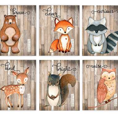 Woodland animal store pictures for nursery