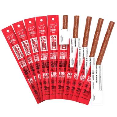 CHOMPS Grass Fed Beef Jerky Meat Snack Stick (10-Pack)