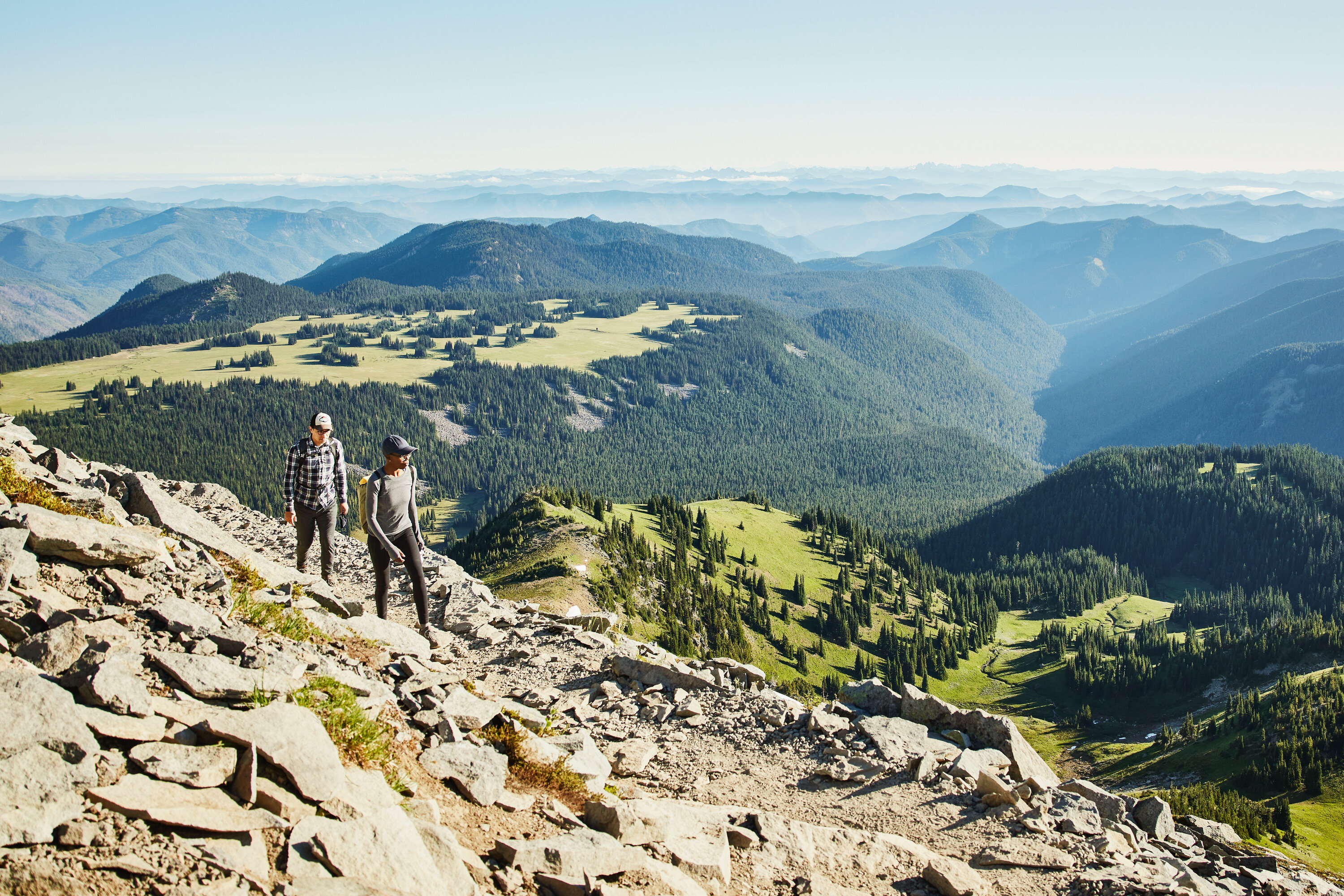 couple hiking on a mountain