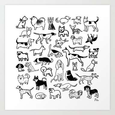 Black and white shop dog wall art