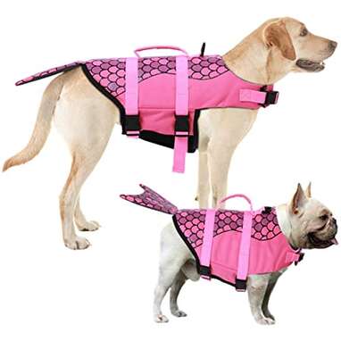 Aofitee Dog Life Jacket Pet Safety Vestfor Small Medium and Large Dogs (Pink Mermaid, XS)