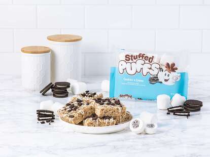A bag of Stuffed Puffs cookies ‘n creme marshmallows. 