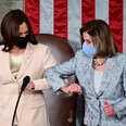 Harris & Pelosi Make History As First Women Duo To Flank President During Joint Address 