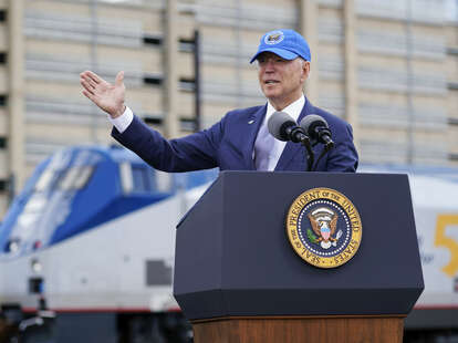 President Biden Touts American Jobs Plan At Amtrak's 50th Anniversary ...