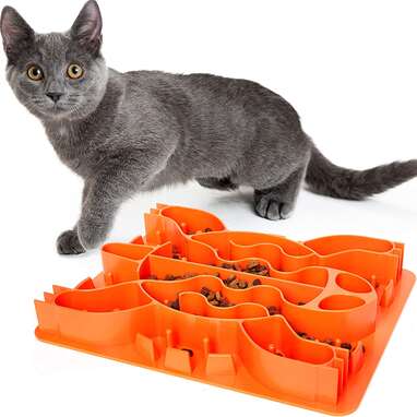 Interactive Cat Food Maze, Mental Stimulation Cat Puzzle Toy Slow Feeding  Treat