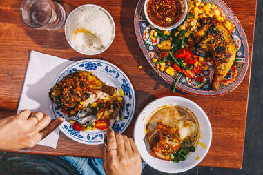 spread at pig and khao filipino thai food