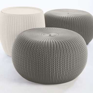 Keter Urban Knit Pouf Ottoman Set With Storage Table