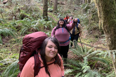 Jenny Bruso, founder of Unlikely Hikers, leading a group hike