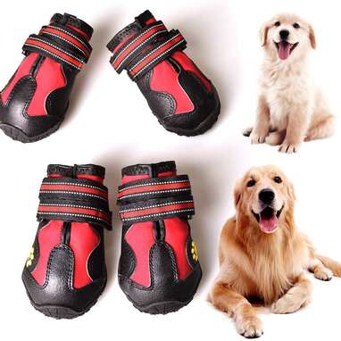 CALHNNA Dog Boots for Small Medium Dogs Winter Dog Shoes Anti-Slip Dog Snow Boots Dog Booties and Paw Protector 4PCS 