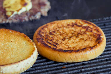 hamburger bun on grill