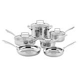 Cuisinart TPS-10 10 Piece Tri-ply Stainless Steel Cookware Set, PC, Silver