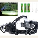 LED Rechargeable Headlamp for Adults, 90,000 Lumens