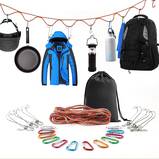 SAMIALOR Campsite Storage Strap with 12 PCS Buckles & 6 PCS Clothes Pins for Hanging Clothing and Gear