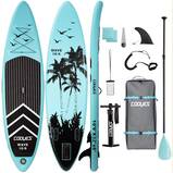 Cooyes Inflatable Stand Up Paddle Board 10.6 ft with Premium SUP Accessories and Backpack, Non Slip Deck, Waterproof Bag, Leash, Paddle and Hand Pump