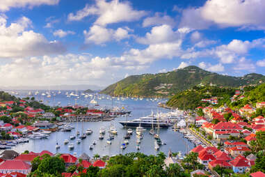 ships in the bay at Gustavia, St. Barth's