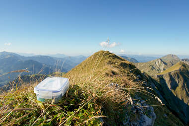 geocache container on a mountain