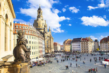 gargoyle outside Church Frauenkirche in Dresden, Germany