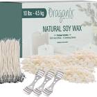 Oraganix Natural Soy Wax for DIY Candle Making10lb Bag with 150 6'' Pre-Waxed Candle Wicks