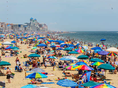 Crowded beach in Ocean City, MD