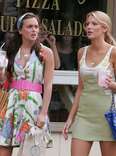 Leighton Meester and Blake Lively on location for "Gossip Girl"