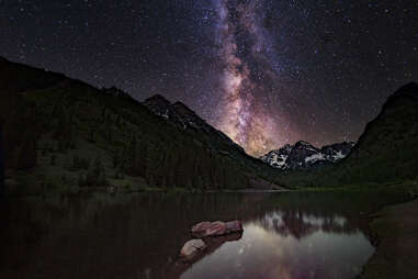 Milky Way over Maroon Bells, Aspen, Colorado 