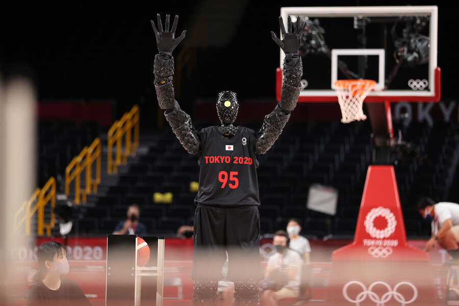 Robot Shooting Basketball Olympic HalfTime Show Features Basketball