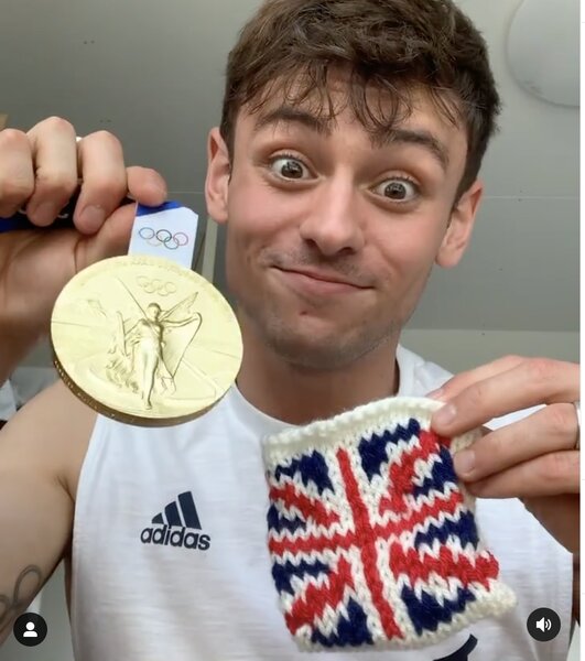 Tom Daley’s Gold Medal Is Protected by His HandKnit British Flag Pouch