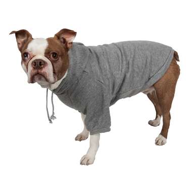 Pet Life Fashion Plush Cotton Dog and Cat Hoodie - Gray