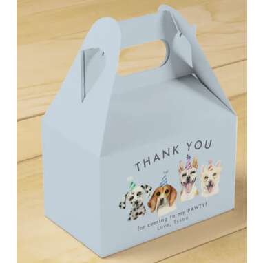 Pawty Puppy Dog Birthday Thank You Favor Box
