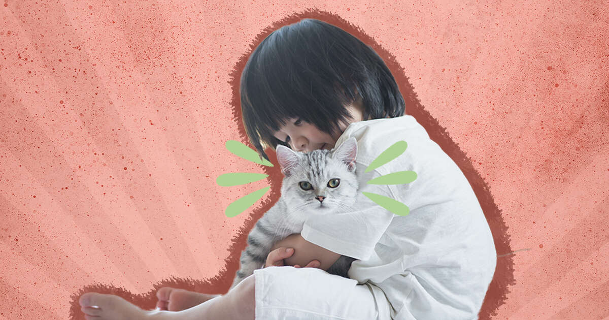 Kid with cat