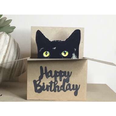 Black Cat Happy Birthday Box Card