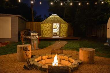 A backyard urban yurt in the city of Austin