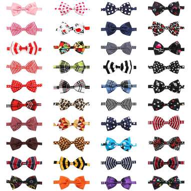 Fourhorse Cute Soft Dog with Bowtie, Detachable Adjustable Bow Tie Collar  Pet Gift (Small (Pack of 1), Blue Grid)