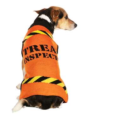 If your pup is a dog with a job: Tipsy Elves Halloween "Treat Inspector" Dog Sweater