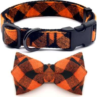 This collar that’s plaid perfection: azuza Bowtie Dog Collar