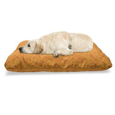 A festive orange-colored dog bed: Ambesonne Halloween Pet Bed