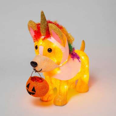 Unicorn Dog Incandescent Sisal Lighted Halloween Decor