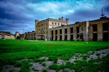 a large abandoned castle-like prison
