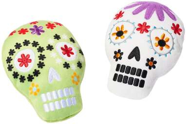 Celebrate Day of The Dead with your pup: FRISCO Halloween Skull Plush Squeaky Dog Toy