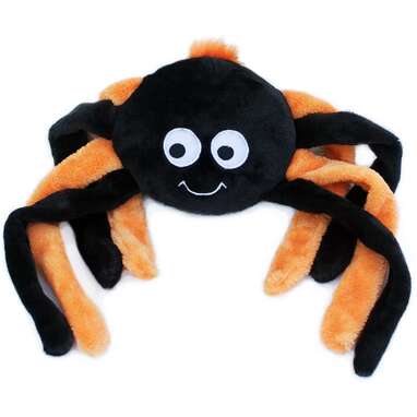 This oversized plush toy is great for sensory play:  ZippyPaws Large Spider Dog Toy 