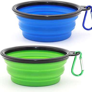 Foldable and Portable Puppy or Pet BPA Free Silicone Collapsible Hiking Ideal When Walking Bowls for Water and Food Camping Travelling or just Outdoors with Your Cat Dog Travel Bowls 