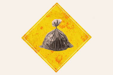 a trash bag on yellow background