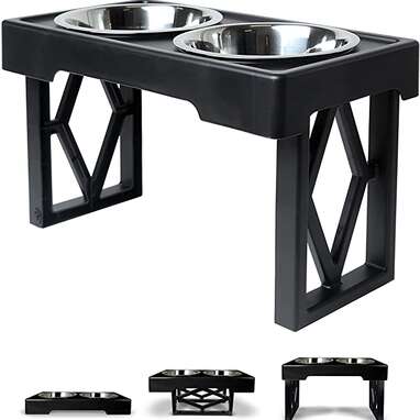 HTB Elevated Dog Bowls,Raised Dog Bowl Stand with 2 Stainless