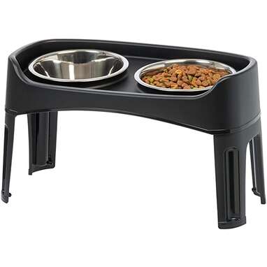 Averyday Raised Dog Bowls Dishes Elevated with 4 Stainless Steel Black