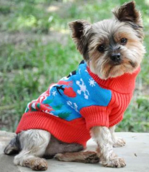 4 Pack Dog Christmas Sweater, GOYOSWA Dog Christmas Outfit Dog Holi