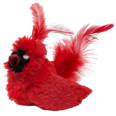 As close to the real thing as you’ll find: Play-N-Squeak Real Birds Cardinal Cat Toy