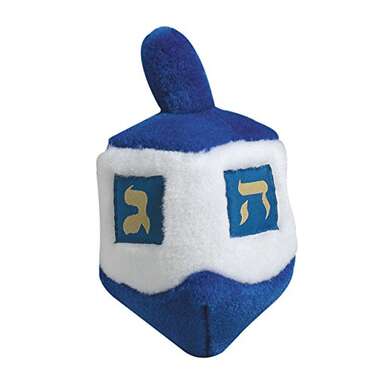 A special plush if he loves to “sing” along: Dreidel Hanukkah Plush Singing Dog Toy