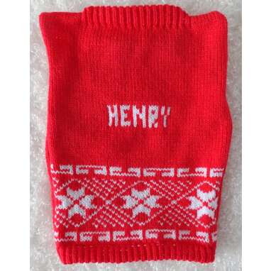 Personalized Dog Sweater With Poinsettia Trim